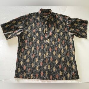 Tori Richard Button Front Fall Leaf Print Hawaiian Aloha Shirt